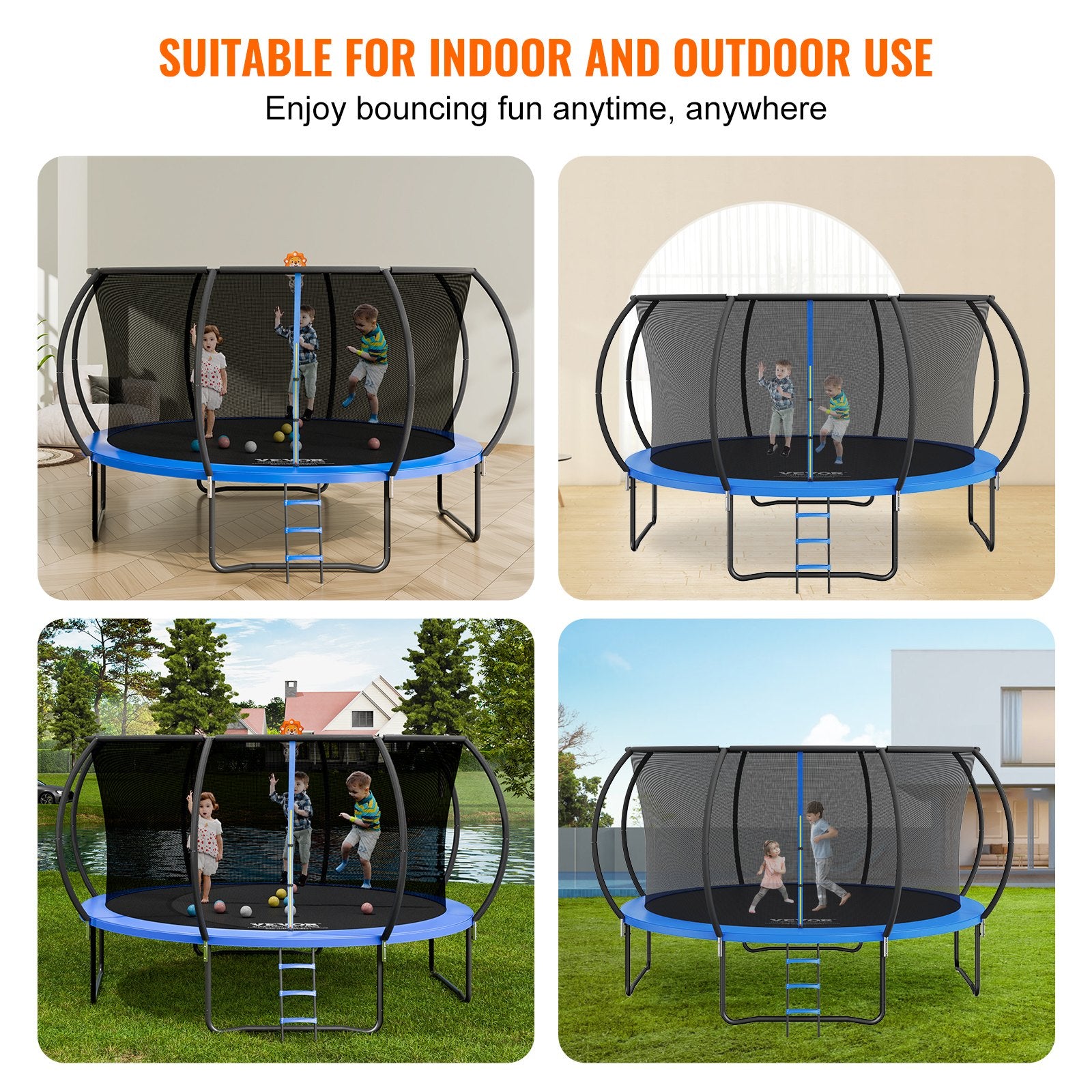 14FT Trampoline, 450 lbs Trampoline with Enclosure Net, Ladder, and Curved Pole, Heavy Duty Trampoline with V952-YXBC14YCHWYXD8MMPV0