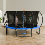 14FT Trampoline, 450 lbs Trampoline with Enclosure Net, Ladder, and Curved Pole, Heavy Duty Trampoline with V952-YXBC14YCHWYXD8MMPV0