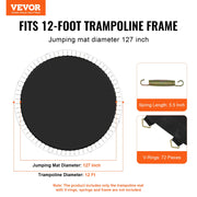 Replacement Trampoline Mat Fits 12ft Frame 72 V-Rings 5.5" Spring Length V952-YXBCTD12YC72R0QTWV0