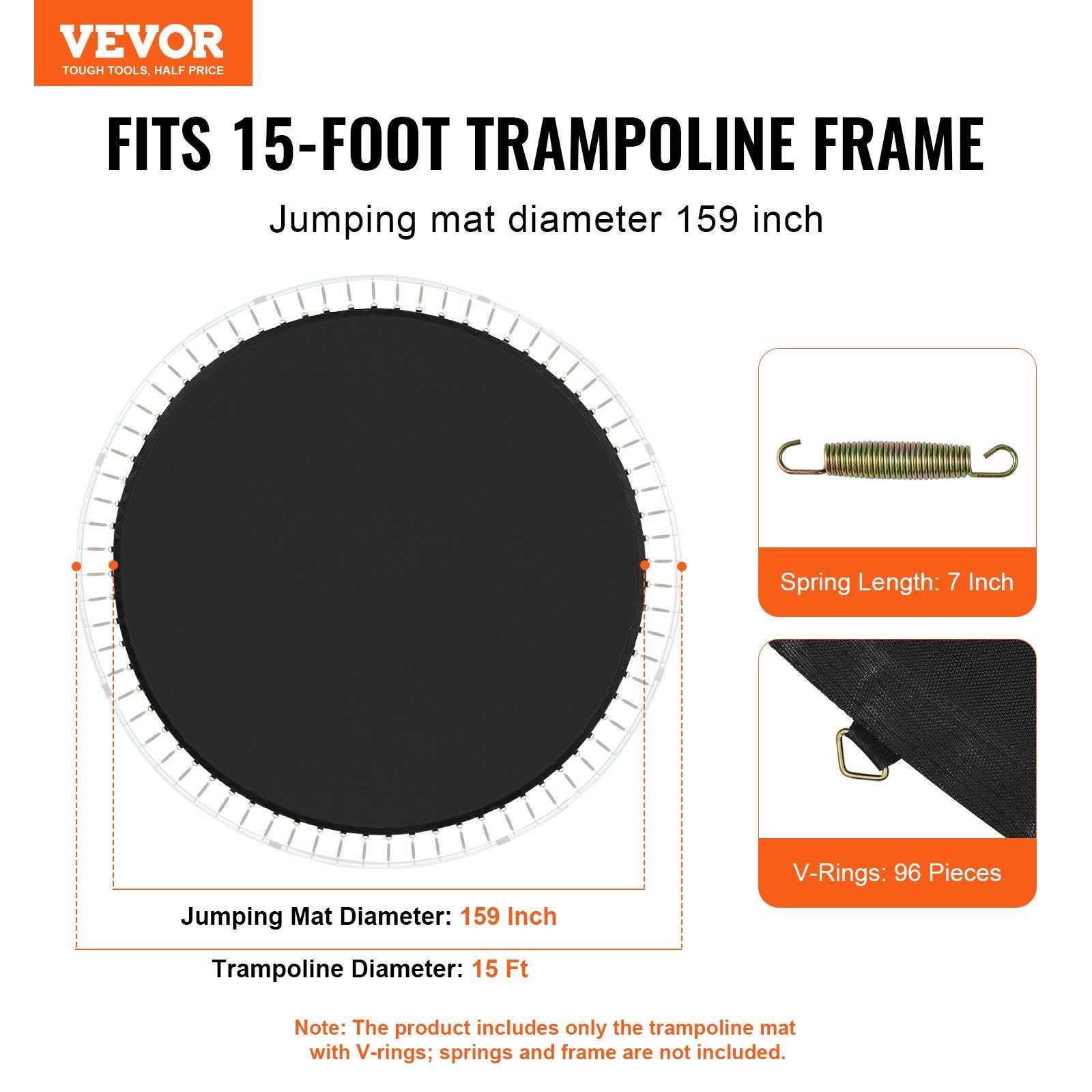 Replacement Trampoline Mat, Jumping Mat Fits 15ft Frame, Universal Jumping Mat for 15ft Round Trampoline, V952-YXBCTD15YC96ZR38WV0