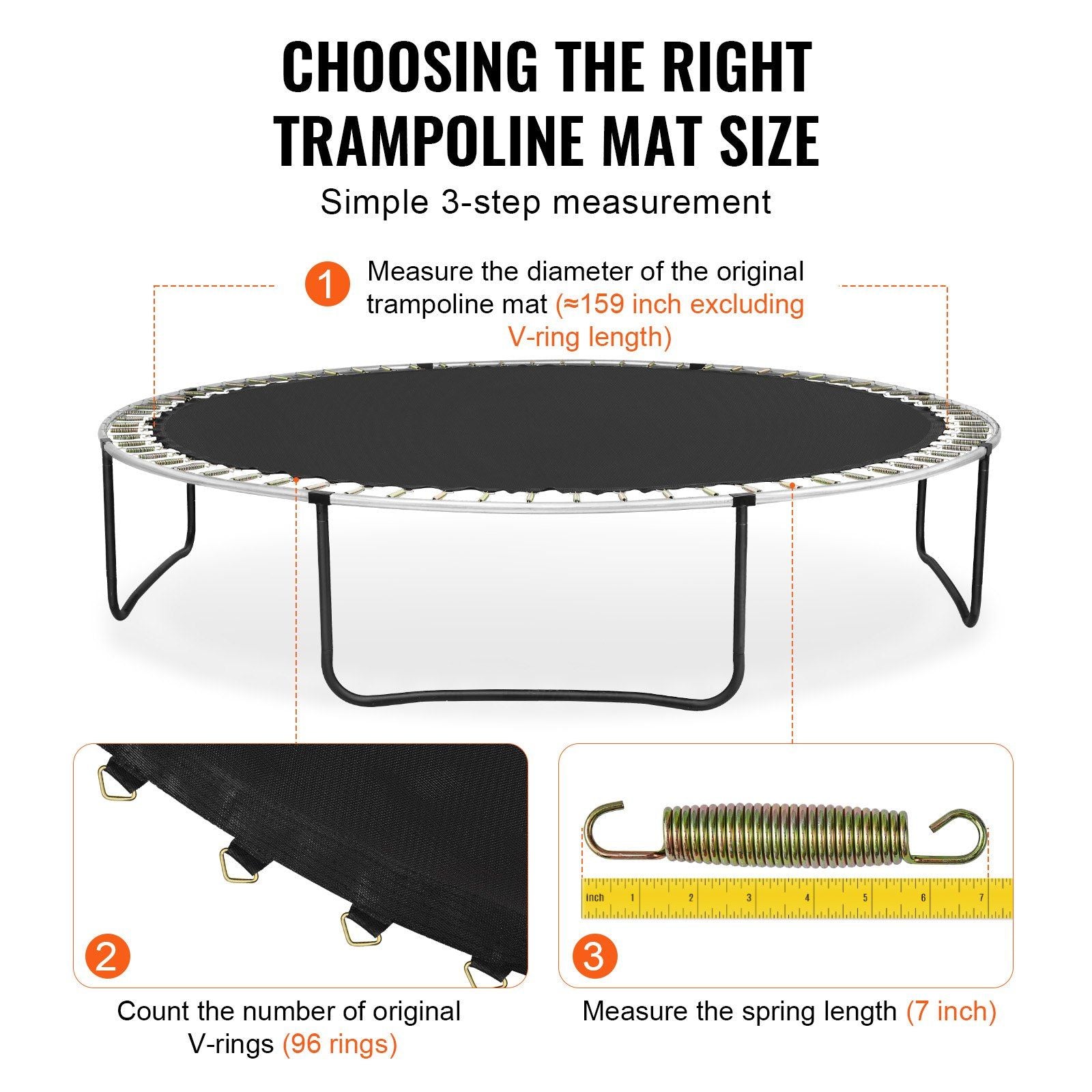 Replacement Trampoline Mat, Jumping Mat Fits 15ft Frame, Universal Jumping Mat for 15ft Round Trampoline, V952-YXBCTD15YC96ZR38WV0