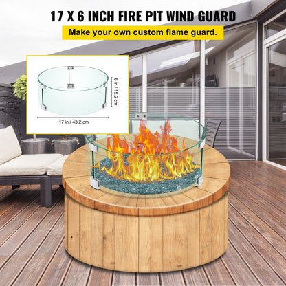Fire Pit Wind Guard Tempered Glass Flame Guard 17x17x6 In 1/4-In Thick V952-YXBLFFBYC1760EG1YV0