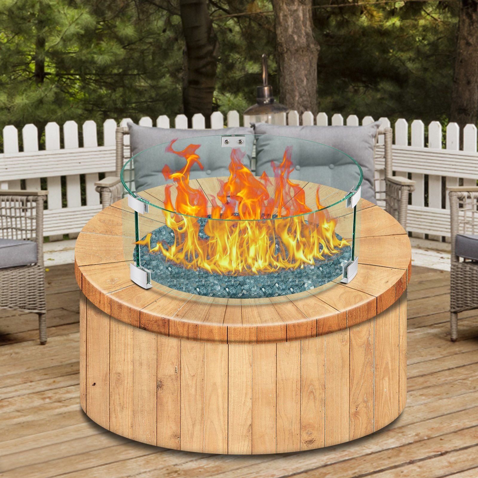 Fire Pit Wind Guard Tempered Glass Flame Guard 17x17x6 In 1/4-In Thick V952-YXBLFFBYC1760EG1YV0