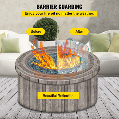 Fire Pit Wind Guard, Glass Flame Guard, Round Glass Shield, 1/4-Inch Thick Fire Table, Clear Tempered Glass V952-YXBLFFBYC23673QVJV0
