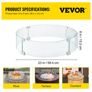Fire Pit Wind Guard, Glass Flame Guard, Round Glass Shield, 1/4-Inch Thick Fire Table, Clear Tempered Glass V952-YXBLFFBYC23673QVJV0
