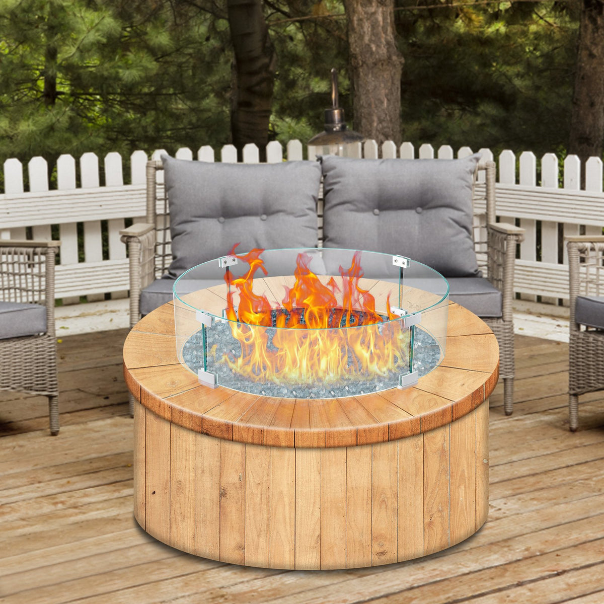 Fire Pit Wind Guard, Glass Flame Guard, Round Glass Shield, 1/4-Inch Thick Fire Table, Clear Tempered Glass V952-YXBLFFBYC23673QVJV0