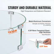 Fire Pit Wind Guard, 23 x 23 x 8 Inch Glass Flame Guard, Round Glass Shield, 1/4-Inch Thick Fire Table, Clear V952-YXBLFFBYC2383ECV3V0