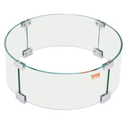 Fire Pit Wind Guard, 23 x 23 x 8 Inch Glass Flame Guard, Round Glass Shield, 1/4-Inch Thick Fire Table, Clear V952-YXBLFFBYC2383ECV3V0