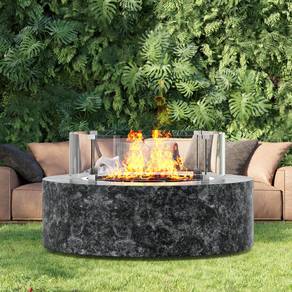 Fire Pit Wind Guard, 26 x 26 x 6 Inch Glass Flame Guard, Round Glass Shield, 1/4-Inch Thick Fire Table, Clear V952-YXBLFFBYC266H8TV8V0