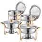 Chafing Dish Buffet Set, 5 Qt 4 Pack, Stainless Steel Chafer with 4 Full Size Pans, Round Catering Warmer V952-YXBXGSTGK4JT0HGMLV0