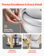 Chafing Dish Buffet Set, 5 Qt 4 Pack, Stainless Steel Chafer with 4 Full Size Pans, Round Catering Warmer V952-YXBXGSTGK4JT0HGMLV0