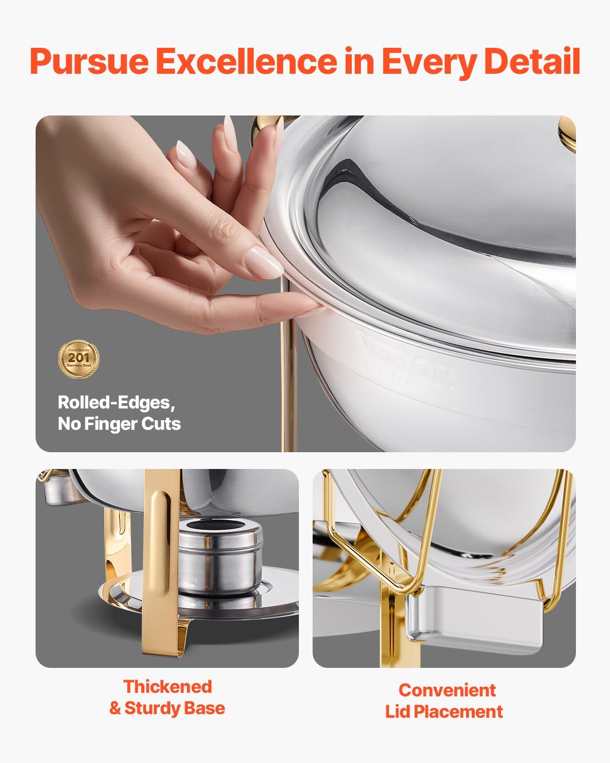 Chafing Dish Buffet Set, 5 Qt 4 Pack, Stainless Steel Chafer with 4 Full Size Pans, Round Catering Warmer V952-YXBXGSTGK4JT0HGMLV0