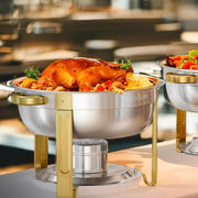 Chafing Dish Buffet Set, 5 Qt 4 Pack, Stainless Steel Chafer with 4 Full Size Pans, Round Catering Warmer V952-YXBXGSTGK4JT0HGMLV0