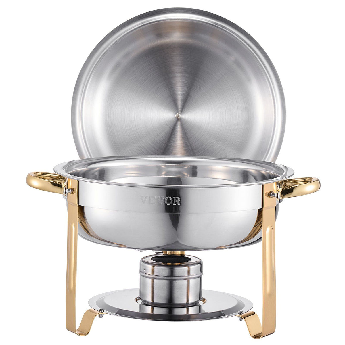 Chafing Dish Buffet Set, 5 Qt 4 Pack, Stainless Steel Chafer with 4 Full Size Pans, Round Catering Warmer V952-YXBXGSTGK4JT0HGMLV0