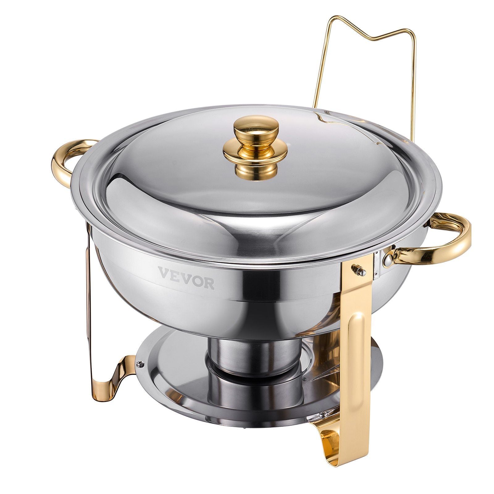 Chafing Dish Buffet Set, 5 Qt 4 Pack, Stainless Steel Chafer with 4 Full Size Pans, Round Catering Warmer V952-YXBXGSTGK4JT0HGMLV0