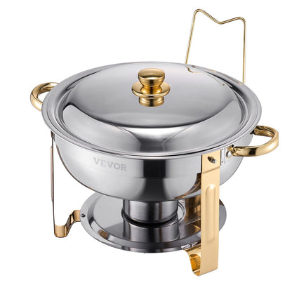 Chafing Dish Buffet Set, 5 Qt 4 Pack, Stainless Steel Chafer with 4 Full Size Pans, Round Catering Warmer V952-YXBXGSTGK4JT0HGMLV0