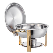 Chafing Dish Buffet Set, 5 Qt 4 Pack, Stainless Steel Chafer with 4 Full Size Pans, Round Catering Warmer V952-YXBXGSTGK4JT0HGMLV0