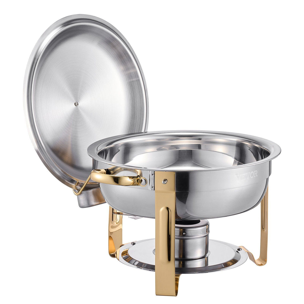 Chafing Dish Buffet Set, 5 Qt 4 Pack, Stainless Steel Chafer with 4 Full Size Pans, Round Catering Warmer V952-YXBXGSTGK4JT0HGMLV0