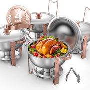 Chafing Dish Buffet Set, 5 Qt 4 Pack, Stainless Steel Chafer with 4 Full Size Pans, Round Catering Warmer V952-YXBXGSTGK4JTIXCAPV0