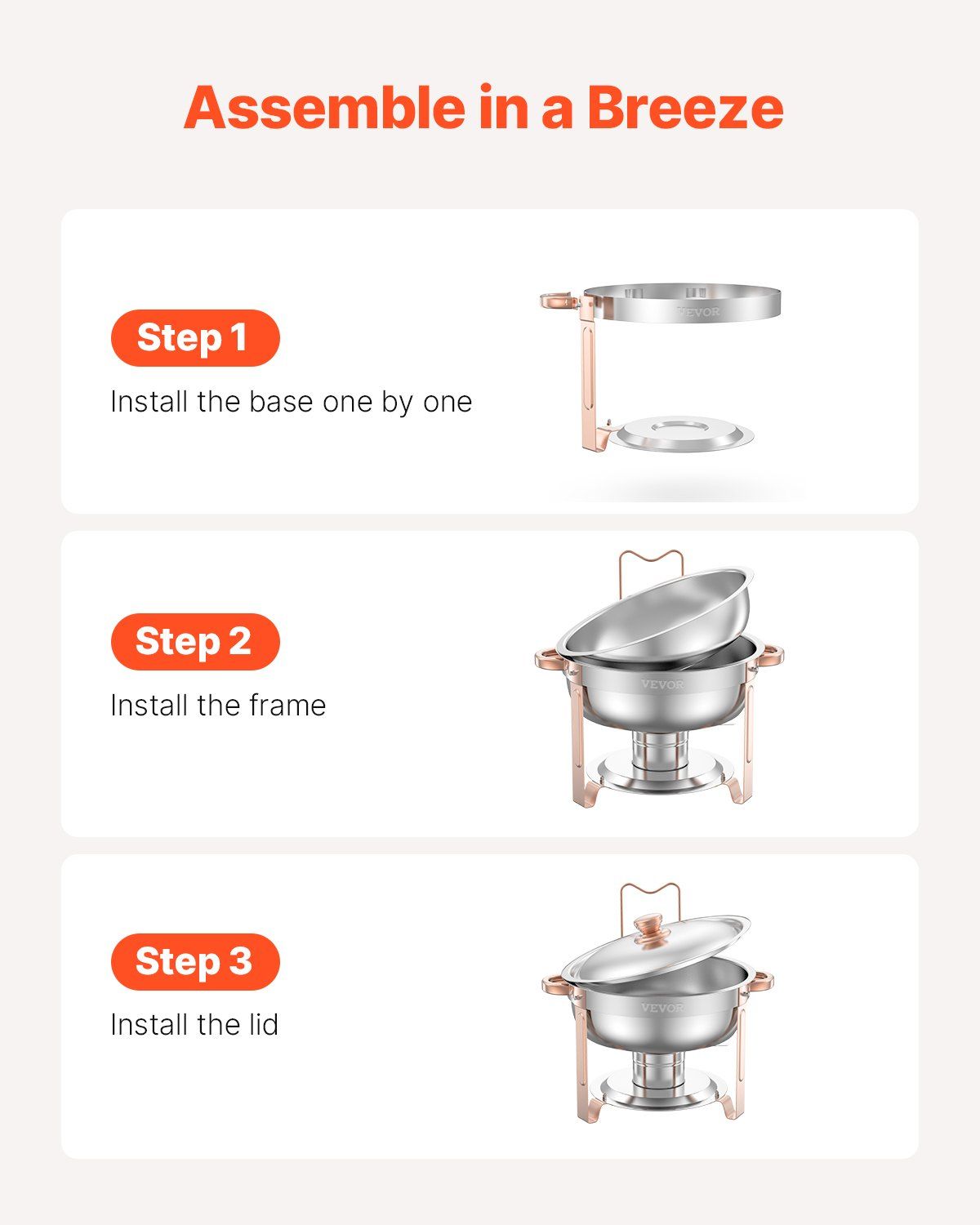 Chafing Dish Buffet Set, 5 Qt 4 Pack, Stainless Steel Chafer with 4 Full Size Pans, Round Catering Warmer V952-YXBXGSTGK4JTIXCAPV0