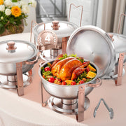 Chafing Dish Buffet Set, 5 Qt 4 Pack, Stainless Steel Chafer with 4 Full Size Pans, Round Catering Warmer V952-YXBXGSTGK4JTIXCAPV0