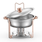 Chafing Dish Buffet Set, 5 Qt 4 Pack, Stainless Steel Chafer with 4 Full Size Pans, Round Catering Warmer V952-YXBXGSTGK4JTIXCAPV0