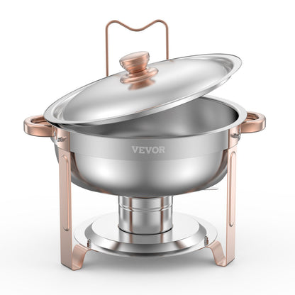 Chafing Dish Buffet Set, 5 Qt 4 Pack, Stainless Steel Chafer with 4 Full Size Pans, Round Catering Warmer V952-YXBXGSTGK4JTIXCAPV0