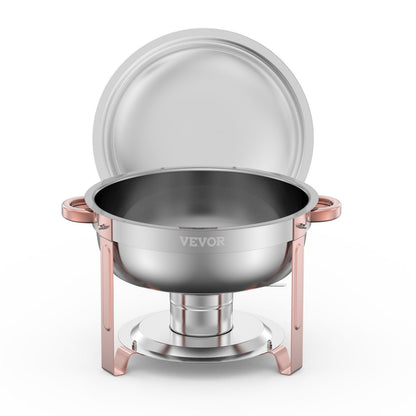 Chafing Dish Buffet Set, 5 Qt 4 Pack, Stainless Steel Chafer with 4 Full Size Pans, Round Catering Warmer V952-YXBXGSTGK4JTIXCAPV0