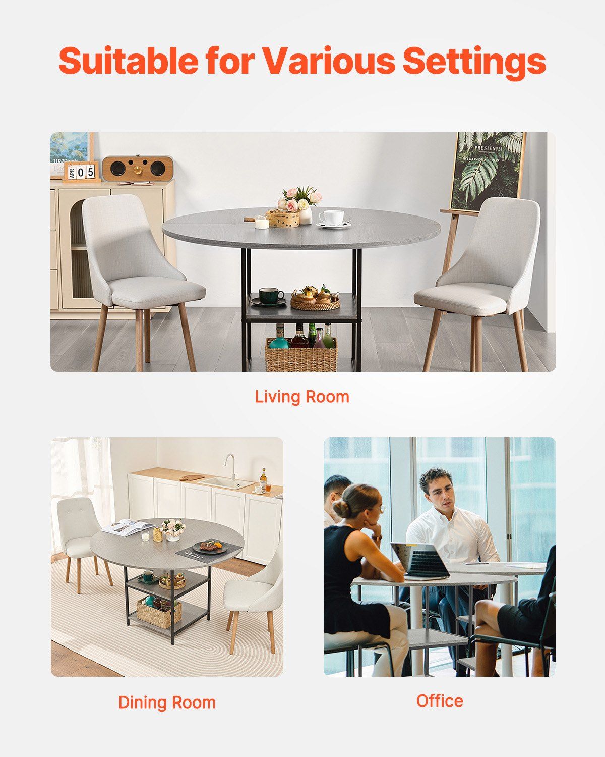 Round Dining Table, 47 inch Wood Table for 4-6 Person, Modern Circle Dinner Furniture, Leisure Tables with V952-YXCZBKTZMDBTZN3HRV0