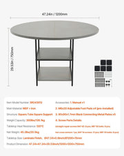 Round Dining Table, 47 inch Wood Table for 4-6 Person, Modern Circle Dinner Furniture, Leisure Tables with V952-YXCZBKTZMDBTZN3HRV0