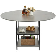 Round Dining Table, 47 inch Wood Table for 4-6 Person, Modern Circle Dinner Furniture, Leisure Tables with V952-YXCZBKTZMDBTZN3HRV0