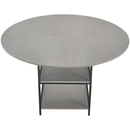 Round Dining Table, 47 inch Wood Table for 4-6 Person, Modern Circle Dinner Furniture, Leisure Tables with V952-YXCZBKTZMDBTZN3HRV0