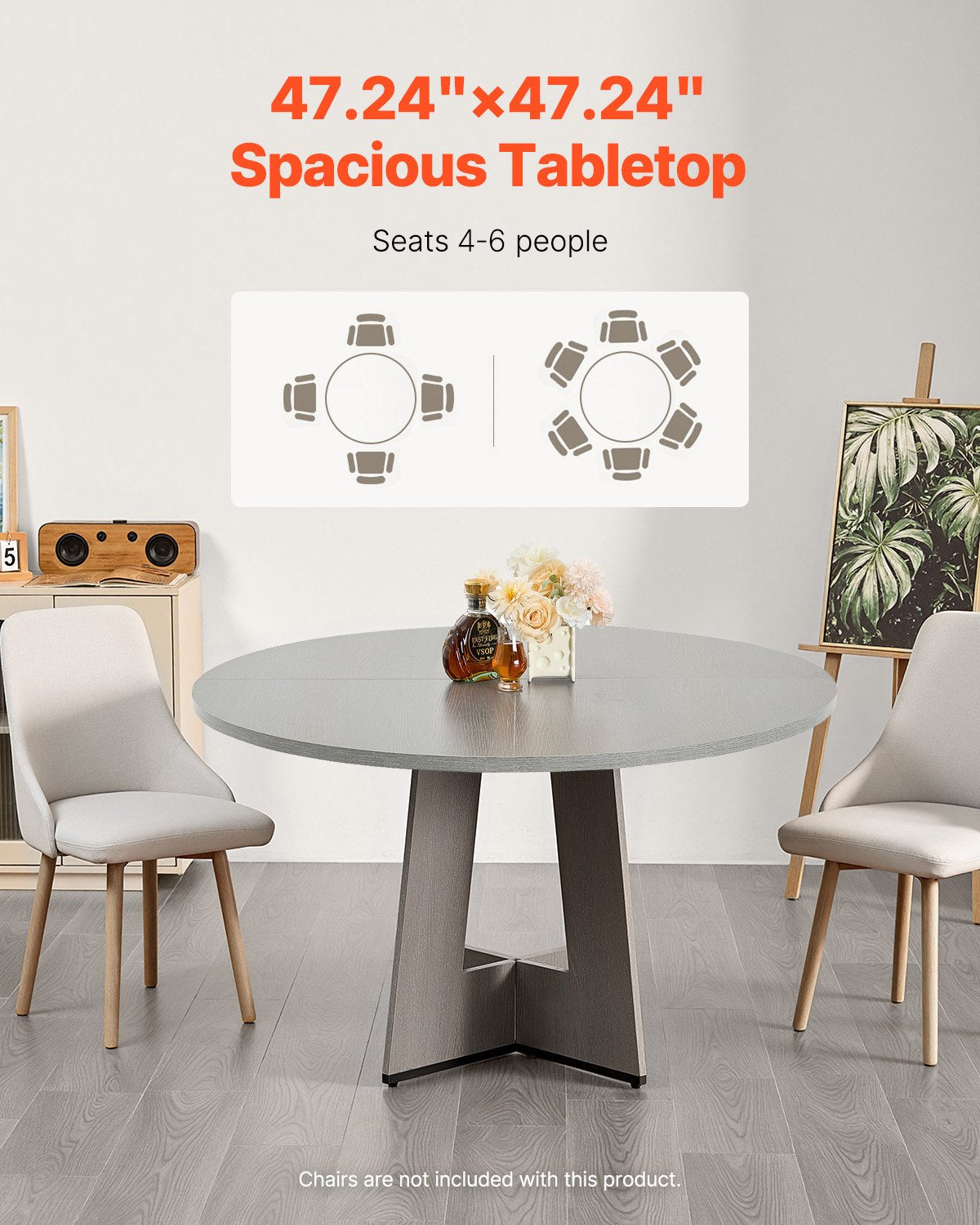 Round Dining Table, 47 inch Wood Table for 4-6 Person, Farmhouse Circle Dinner Furniture, Rustic Leisure V952-YXCZBKTZQMDBX9NPKV0