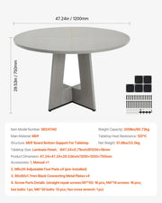 Round Dining Table, 47 inch Wood Table for 4-6 Person, Farmhouse Circle Dinner Furniture, Rustic Leisure V952-YXCZBKTZQMDBX9NPKV0