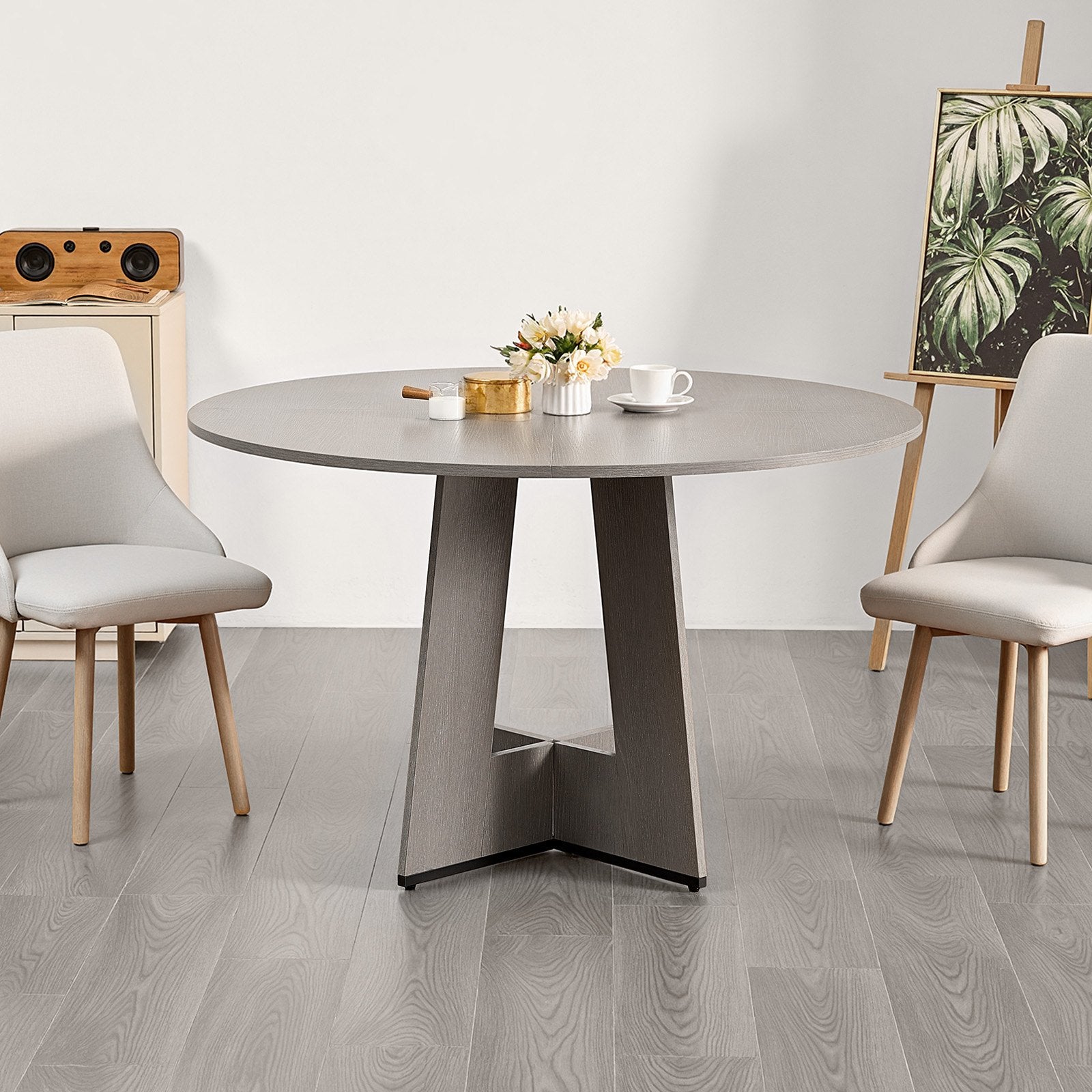Round Dining Table, 47 inch Wood Table for 4-6 Person, Farmhouse Circle Dinner Furniture, Rustic Leisure V952-YXCZBKTZQMDBX9NPKV0