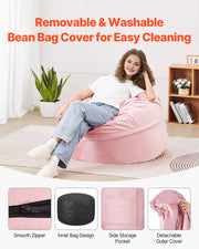 91 cm Round Bean Bag Chair with Removable Cover & Dutch Velvet Pink V952-YXDDY3539INCTJHGXV0