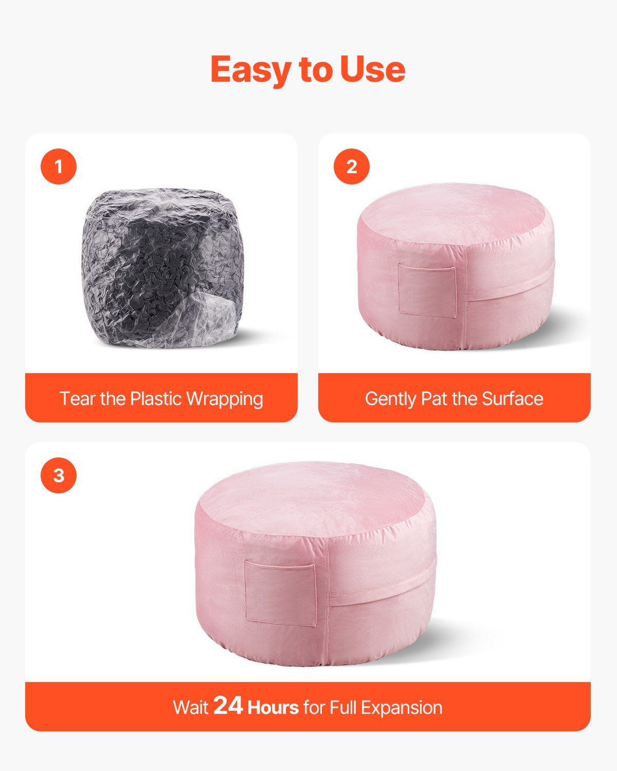 91 cm Round Bean Bag Chair with Removable Cover & Dutch Velvet Pink V952-YXDDY3539INCTJHGXV0