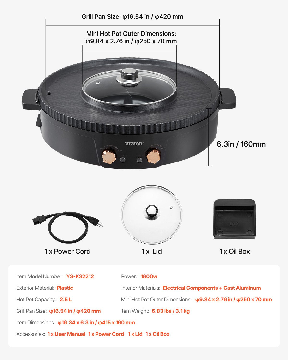 Hot Pot with Grill 1800W 2-in-1 Electric Smokeless Grill and Hot Pot V952-YXDHGHS1550WPJEZ7V3