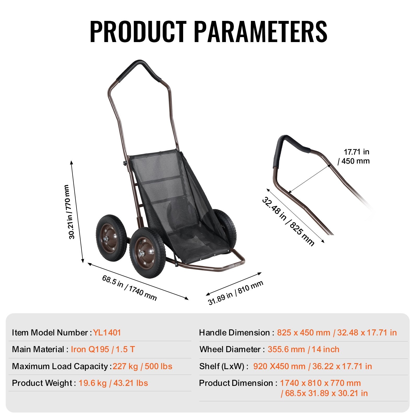 Folding Deer Cart Game Hauler Utility Gear Dolly 500 LBS Capacity V952-YXGKSLYXCYGZYU47ZV0