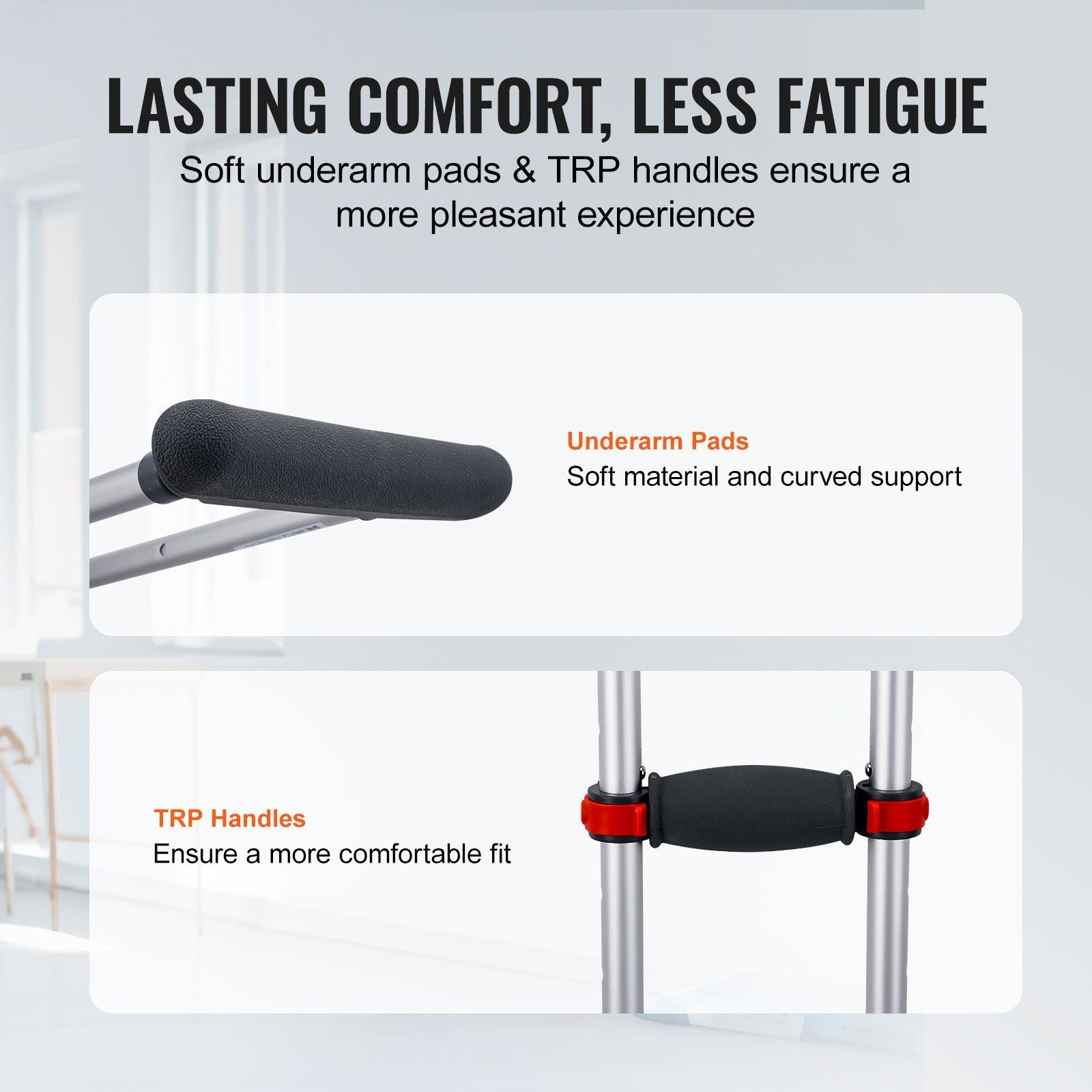 Underarm Crutches, 13-Level Height Adjustable Underarm Walking Crutches, Lightweight Aluminum Crutches for V952-YXGZLTPR1202HQF5RV0