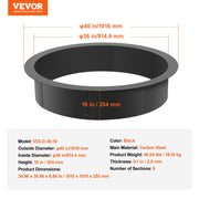 Fire Pit Ring, 40-Inch Outer/36-Inch Inner Diameter, 10inch Height 2.5mm Thick Fire Pit Insert, Heavy Duty V952-YXHH25MM36IN5PAQ0V0