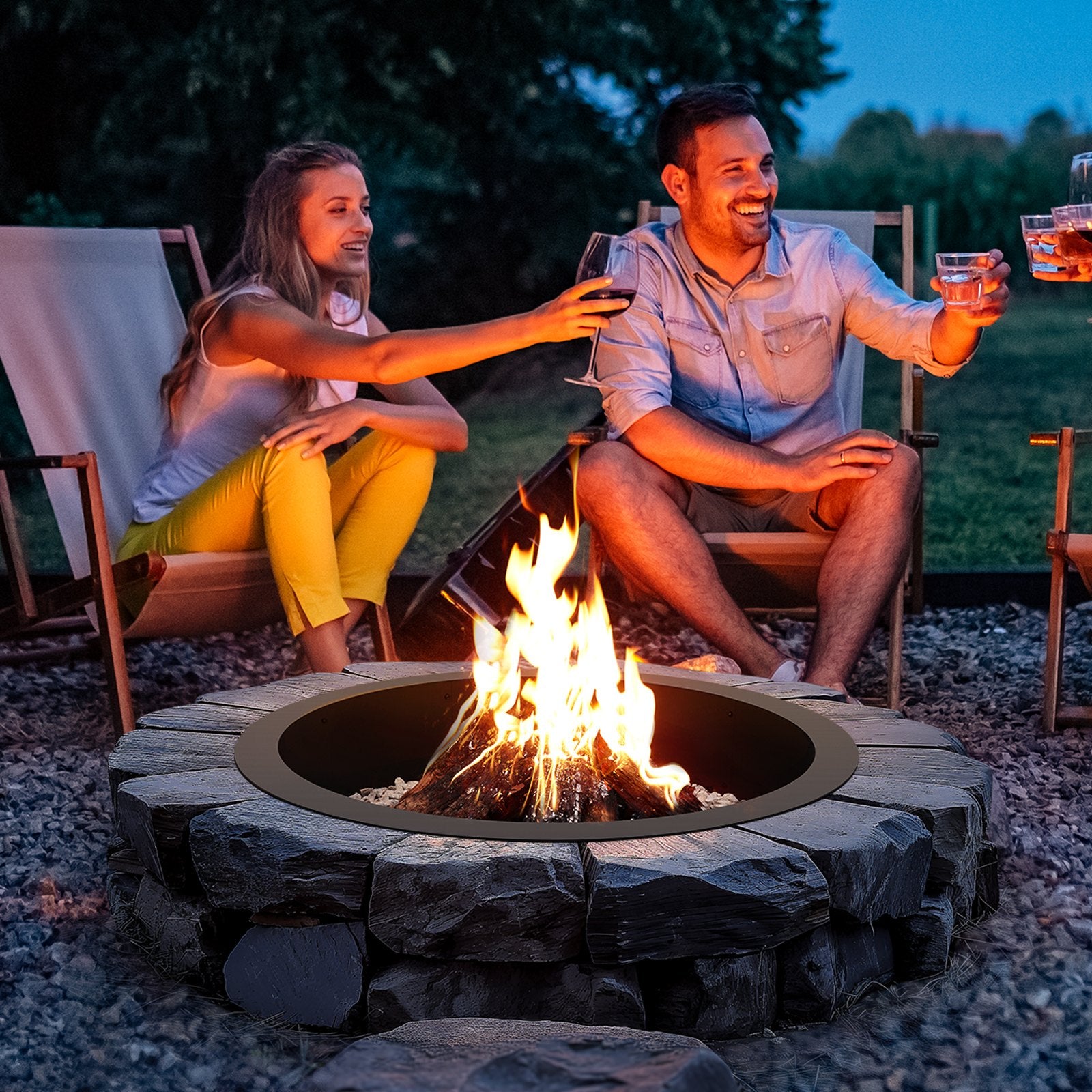 Fire Pit Ring, 40-Inch Outer/36-Inch Inner Diameter, 10inch Height 2.5mm Thick Fire Pit Insert, Heavy Duty V952-YXHH25MM36IN5PAQ0V0