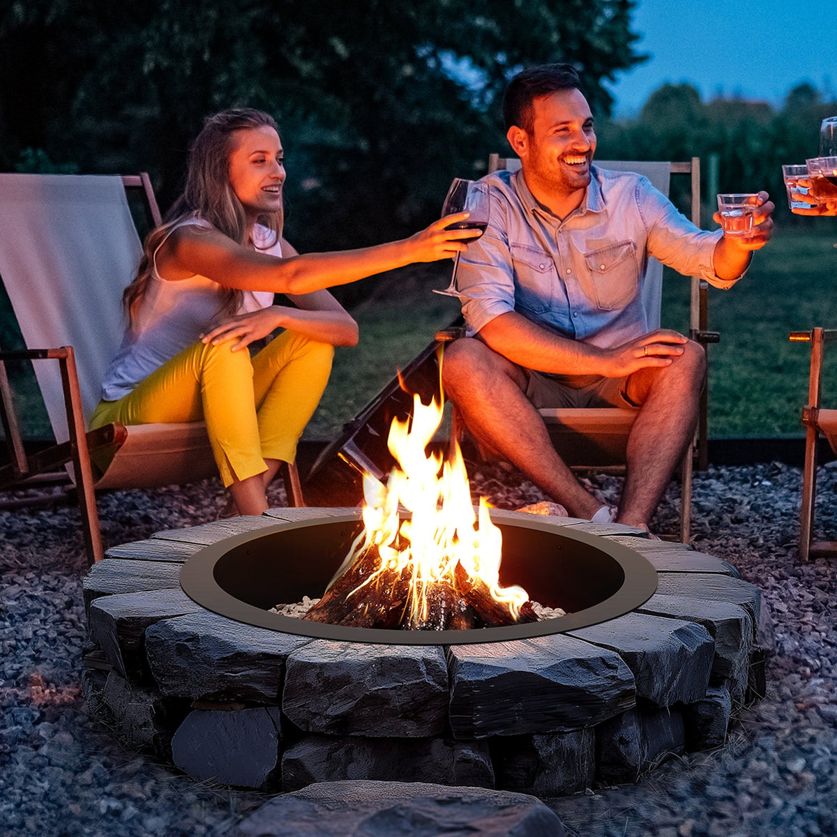 Fire Pit Ring, 40-Inch Outer/36-Inch Inner Diameter, 10inch Height 2.5mm Thick Fire Pit Insert, Heavy Duty V952-YXHH25MM36IN5PAQ0V0