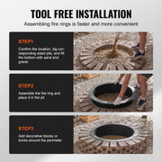 Fire Pit Ring, 44-Inch Outer/39-Inch Inner Diameter, 10inch Height 2.5mm Thick Fire Pit Insert, Heavy Duty V952-YXHH25MM39INTCYI8V0