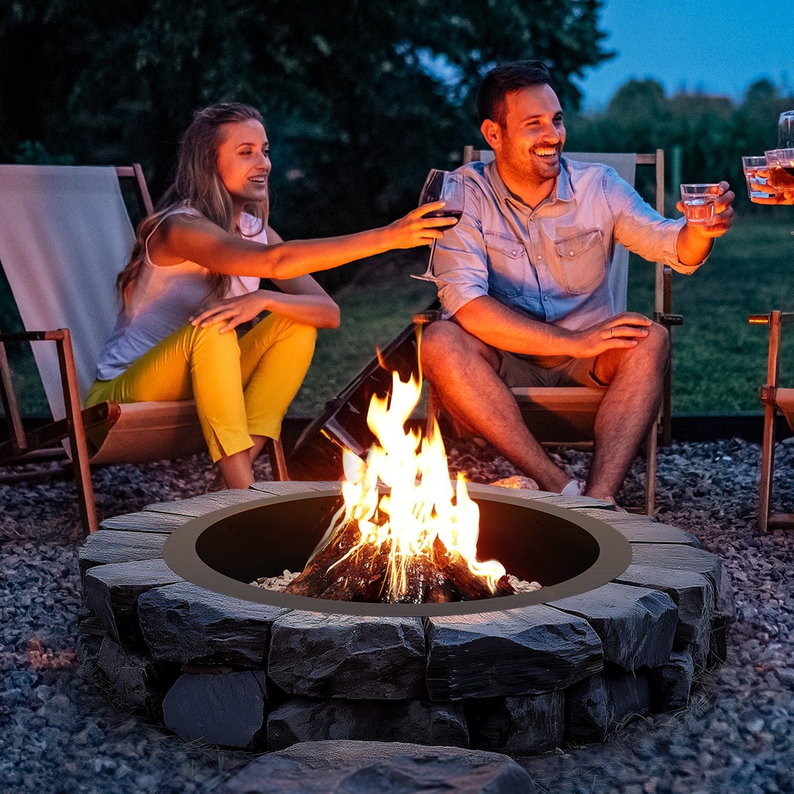 Fire Pit Ring, 44-Inch Outer/39-Inch Inner Diameter, 10inch Height 2.5mm Thick Fire Pit Insert, Heavy Duty V952-YXHH25MM39INTCYI8V0