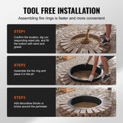 Fire Pit Ring Round Inner Steel Liner DIY Campfire Firepit V952-YXHH36INCH157GUFLV0
