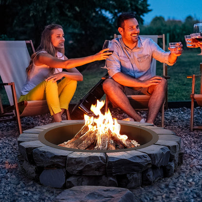 Fire Pit Ring Round Inner Steel Liner DIY Campfire Firepit V952-YXHH36INCH157GUFLV0