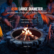 Fire Pit Ring Round 45 Inch Outer Steel Liner DIY Campfire Ring Firepit V952-YXHH39INCH15N9D45V0