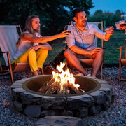 Fire Pit Ring Round 45 Inch Outer Steel Liner DIY Campfire Ring Firepit V952-YXHH39INCH15N9D45V0