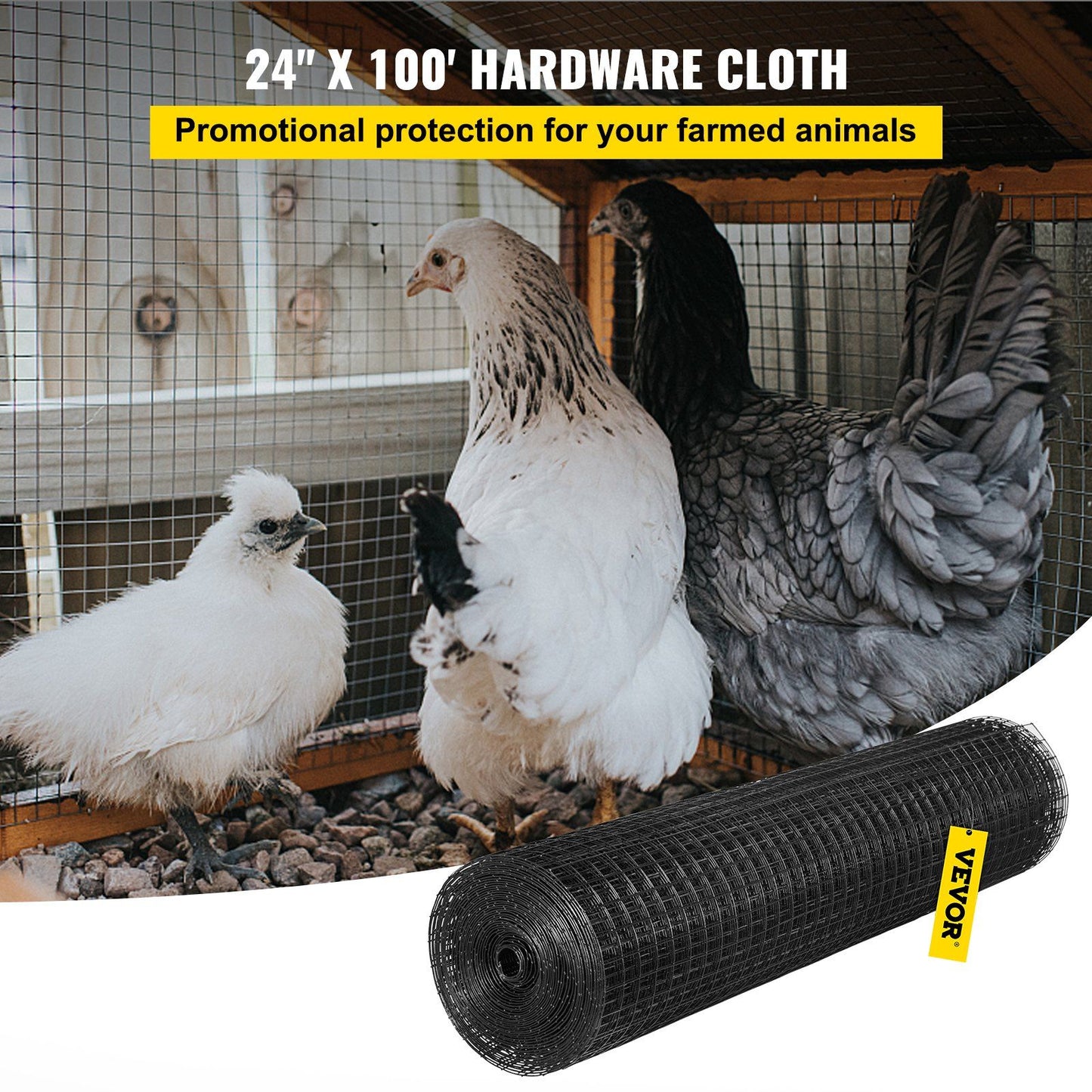 Hardware Cloth, 24" x 100' & 1"x1" Mesh Size, Galvanized Steel Vinyl Coated 16 Gauge Chicken Wire Fencing V952-YXHJWHSBDDWC2JLKLV0